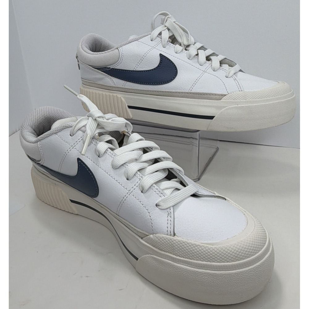 Size 9 - Nike Court Legacy Lift White Diffused Blue Platform Sneakers DM7590-104